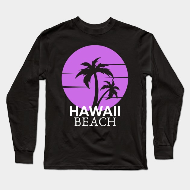 Vintage Hawaii Beach sunset Palm Trees Long Sleeve T-Shirt by bougieFire